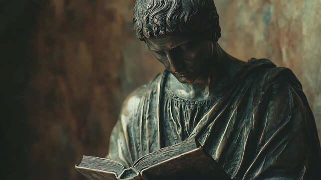 Bronze statue of a man reading a book, blending the intellectual pursuit of knowledge with the artistic beauty of classical sculpture.