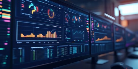 Obraz premium Detailed image of a DevOps dashboard, monitoring real-time performance metrics and server health