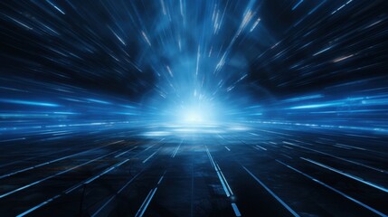 Abstract Blue and White Light Streaks with a Dark Background