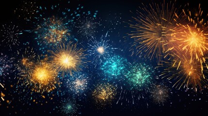 Fototapeta premium Multicolored Fireworks Displaying Against a Dark Night Sky