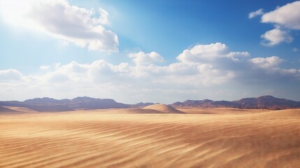Fototapeta premium Sunny Desert Landscape with Blue Sky - Scenic View