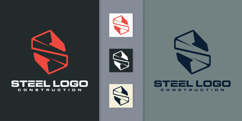 Steel Fabrication logo vector with letter S. construction logo vector collection