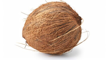 A whole coconut isolated on white background