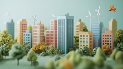 24. Policy impacting environmental sustainability, side view, muted colors, 3D illustration