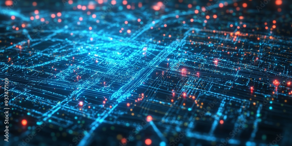 Aufkleber macro shot of a centralized network management system, controlling and optimizing multiple remote lo