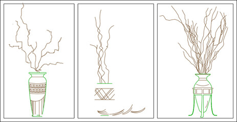 Vector sketch illustration of silhouette of unique ornamental plant interior design for room and garden decoration