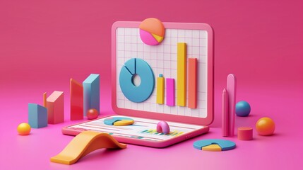 Online marketing, financial report chart, data analysis, and web development concept. Tablet with data chart.