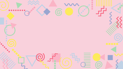 メンフィス２D横長背景フレーム素材(シンプルベビーカラー)