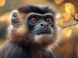 Obraz premium Asian Francois' Langur, Arboreal Primate, Jungle Wildlife