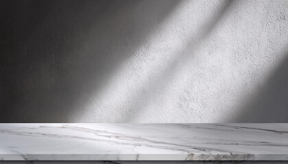 Subtle Sophistication: Marble Table and Stucco Wall with Light Beam
