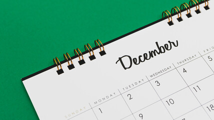 12月のカレンダー　December