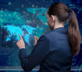 Young businesswoman in global business concept