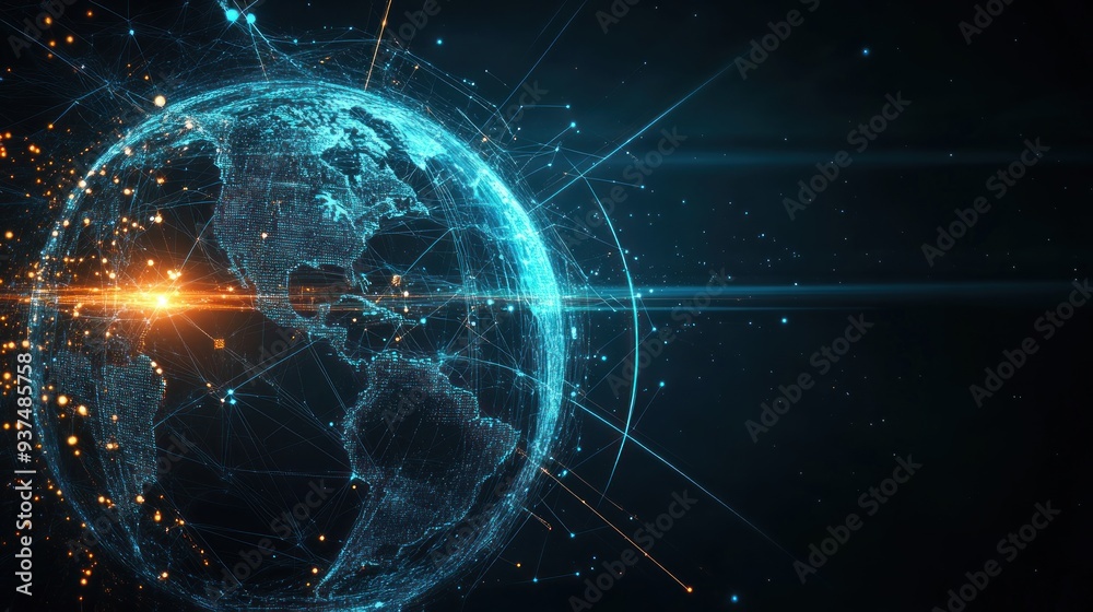 Sticker futuristic global internet connection network.