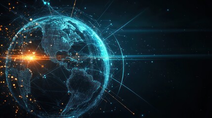 Futuristic Global Internet Connection Network.