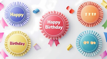 Vibrant birthday badges featuring cheerful designs to celebrate special occasions with friends and family.