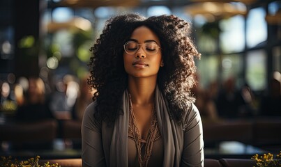 Woman With Glasses Sitting on Bench