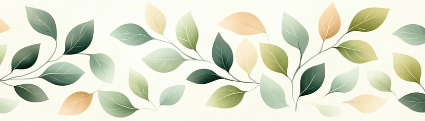 A beautiful pattern of green and golden leaves on a light background, perfect for nature-themed designs and wallpapers.