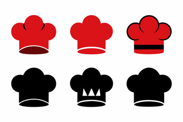 Set of Chef hat logo icons silhouette vector illustration