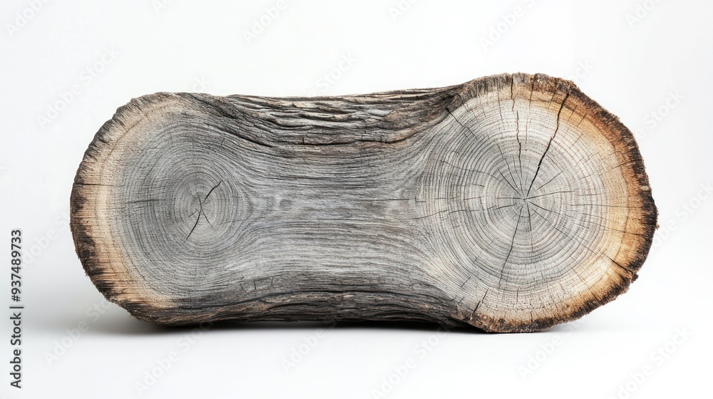 Aufkleber a split log with two visible growth rings