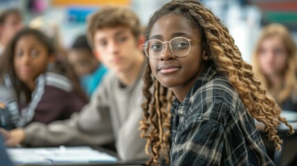 Obraz premium School students study in the classroom