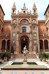 Obraz premium The Courtyard of the Alcazar of Seville, Spain