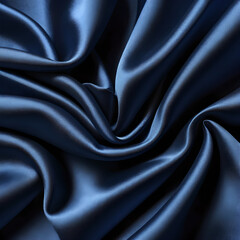 Fototapeta premium Dark blue fabric, abstract background, dark blue satin background dark blue luxury fabric background. dark blue silk background Ai generated image