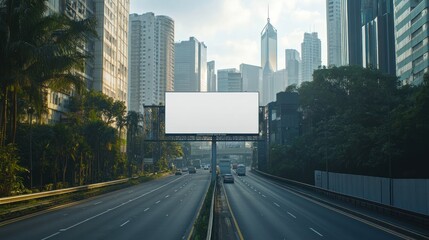 Fototapeta premium Blank Billboard on a Busy City Highway
