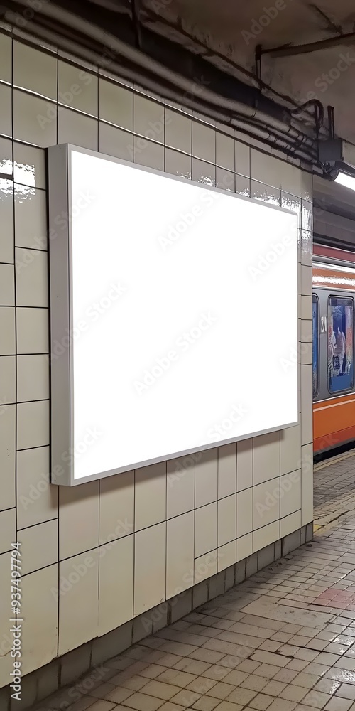 Poster blank billboard in subway station