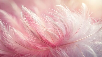 Airy Light Pink Fuchsia Hue Macro Shot Capturing Whispy Feather Textures Delicate Soft Focus Pale Pastel Background Accents