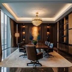 Luxury business meeting and working room in executive and office space interior