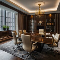 Luxury business meeting and working room in executive and office space interior