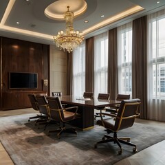 Luxury business meeting and working room in executive and office space interior