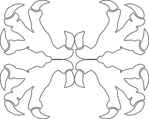 Vector illustration sketch silhouette design detail ornament decorative dragon claw flying classic vintage