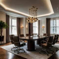 Luxury business meeting and working room in executive and office space interior