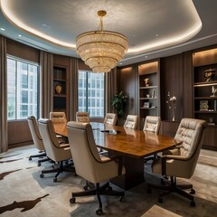 Luxury business meeting and working room in executive and office space interior