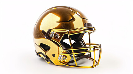 Fototapeta premium Gold football helmet isolated on a white background
