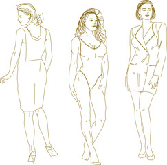 Vector sketch illustration of a silhouette design of a model girl doing a photoshoot pose 