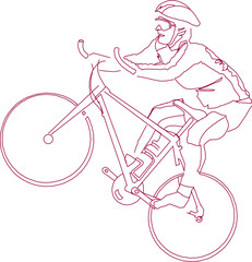 Vector sketch illustration of a silhouette design of a person riding a bicycle in fashion 