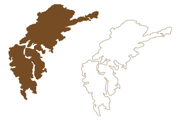 Ljustero island (Kingdom of Sweden) map vector illustration, scribble sketch Ljusterö map