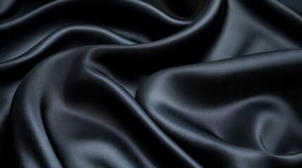 Fototapeta premium Luxurious Black Fabric Texture with Elegant Folds