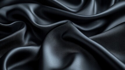 Fototapeta premium Luxurious Black Fabric Texture with Elegant Folds