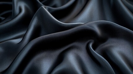 Fototapeta premium Luxurious Black Fabric Texture with Elegant Folds