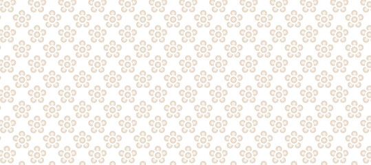 Seamless pattern with beige flowers in the white background