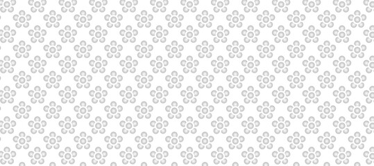 Seamless pattern with grey flowers in the white background