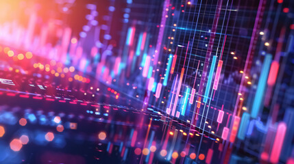 Fototapeta premium Graph stock market with rising lines and numbers.