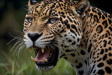 Fototapeta premium A close up of a Jaguar in a forest