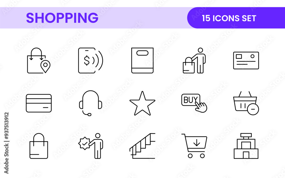 Wall mural set of shopping cart icons. collection of web icons for online store, from various cart icons in var