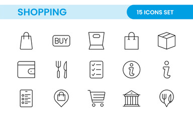 Set of shopping cart icons. Collection of web icons for online store, from various cart icons in various shapes. Shopping outline icon set.