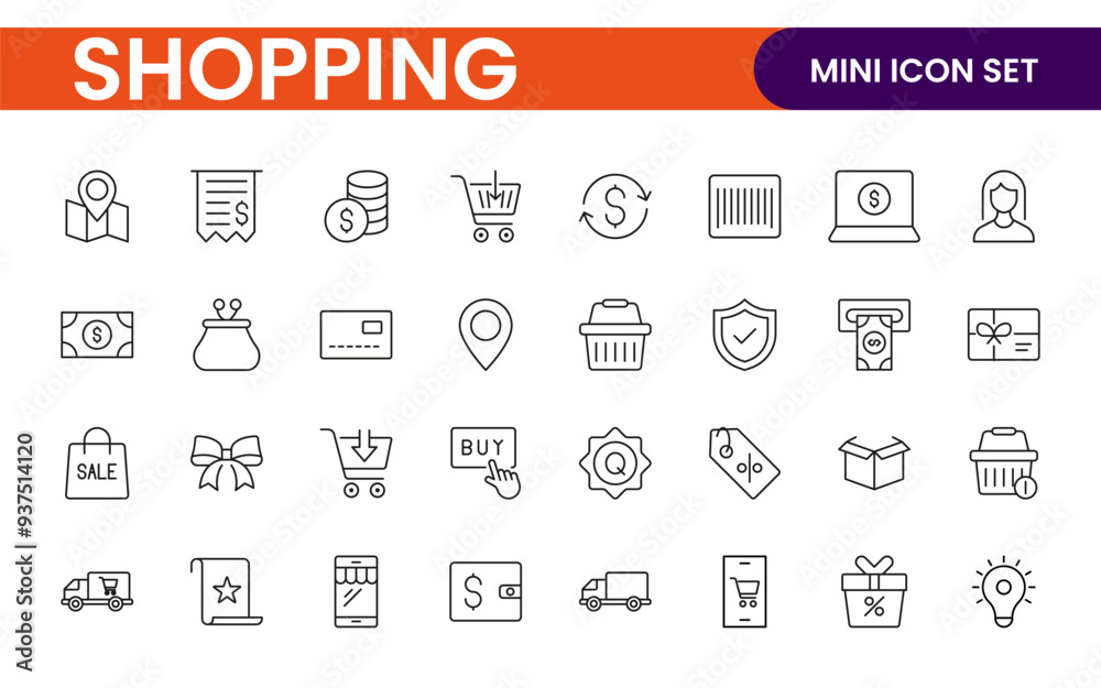 Wall mural set of shopping cart icons. collection of web icons for online store, from various cart icons in var