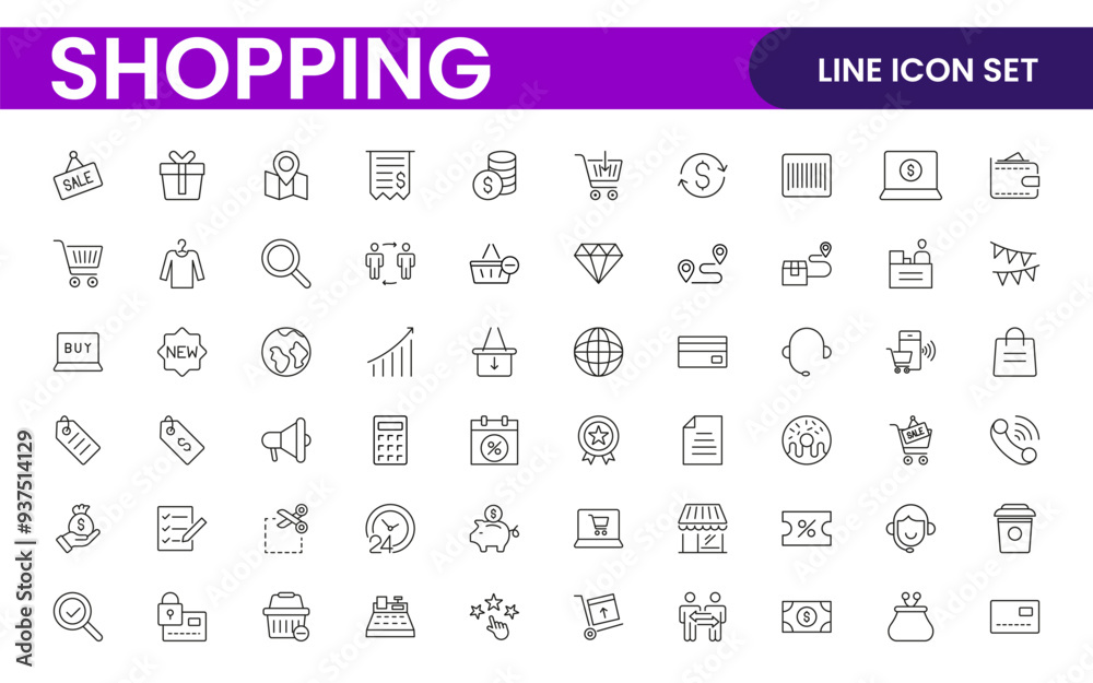 Wall mural set of shopping cart icons. collection of web icons for online store, from various cart icons in var
